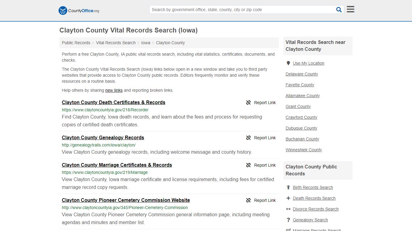 Vital Records Search - Clayton County, IA (Birth, Death, Marriage ...